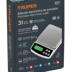 BALANZA DE PRESICION RECARGABLE RANGO 0.1g/3KG - TRUPER