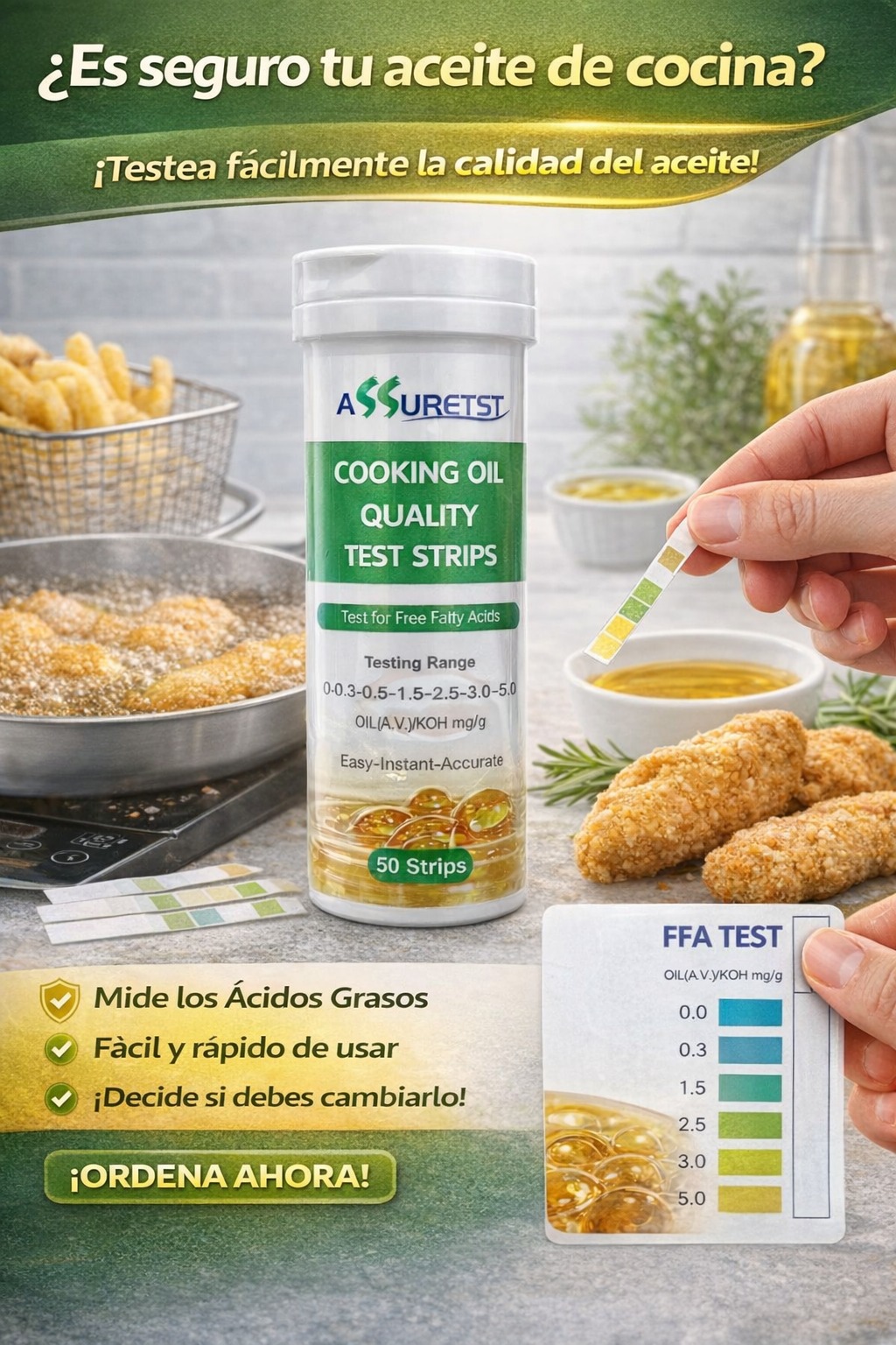 tiras para la calidad del aceite